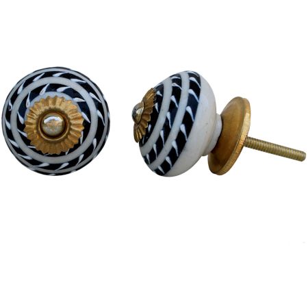 Black Striped Ceramic Knob