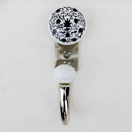 Black Floral Flat Decorative Wall Hooks