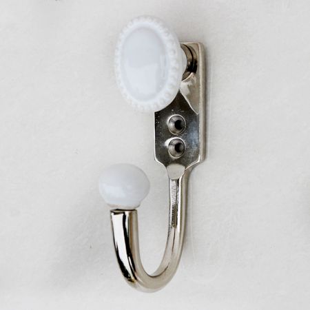 White Oval Ceramic Hooks