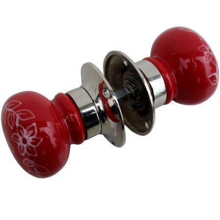 Daffodil Red Mortice Door Handles 2.25