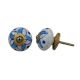 Turquoise Floral Crackle Ceramic Drawer Knob