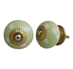 Light Green Dotted Ceramic Knob