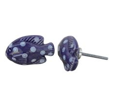 Purple Polka Ceramic Fish Knob