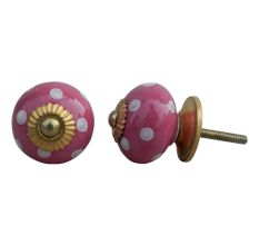 Magenta Pink White Polka Dot Drawer Knob