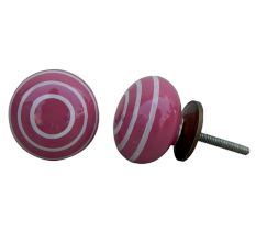 Dark Pink Striped Knob