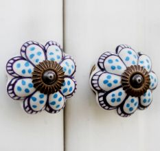 Turquoise Purple Melon Ceramic Knob