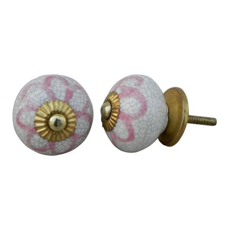 Pink Sunflower Crackle Ceramic Drawer Knob Online