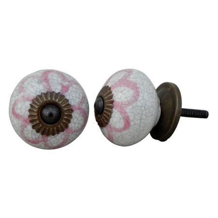 Pink Sunflower Crackle Ceramic Drawer Knob Online