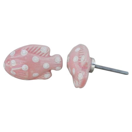 Pink Polka Dot Fish Knob