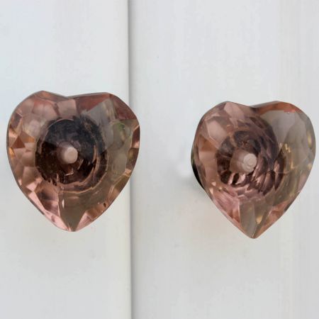 Pink Heart Glass Knob Big