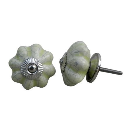 Washed Green Crackle Ceramic Melon Cabinet Knob Online