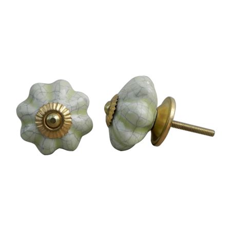 Washed Green Crackle Ceramic Melon Cabinet Knob Online