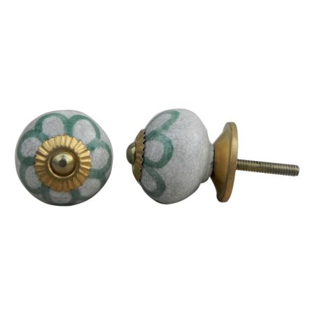 Green Sunflower Crackle Cabinet Knob