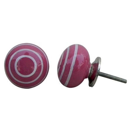 Dark Pink Striped Knob