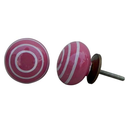 Dark Pink Striped Knob