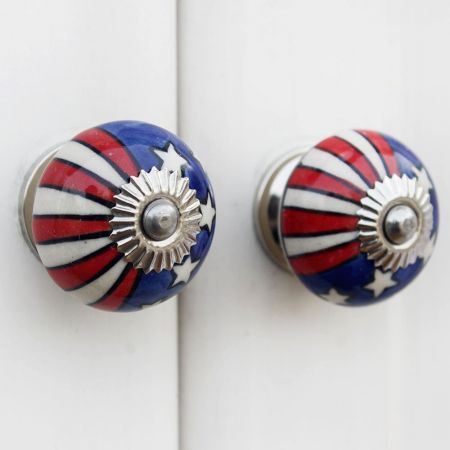 Us Flag Ceramic Knob