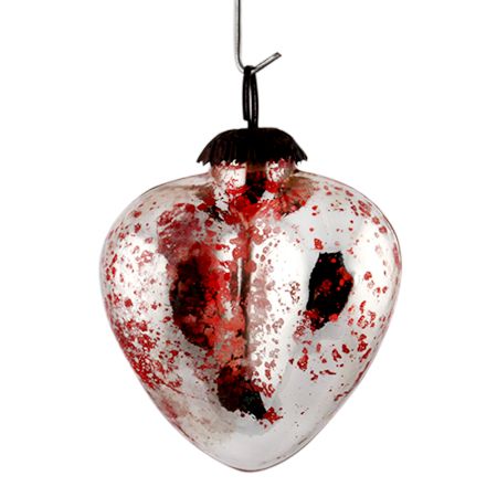 Silver Red Heart Christmas Hanging
