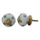 White Smoky Green Polka Ceramic Furniture Knob