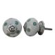 White Smoky Green Polka Ceramic Furniture Knob