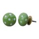 Green White Polka Ceramic Cabinet Knob