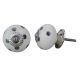 White Silver Dotted Ceramic Almirah Knob