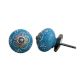 Turquoise Floral Ceramic Knob