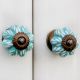 Sea Green Leaf Medium Ceramic Knob