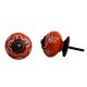 Orange Floral Ceramic Knob