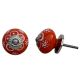 Orange Floral Ceramic Knob