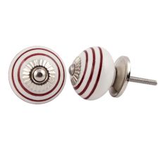 Cherry Striped Ceramic Knob