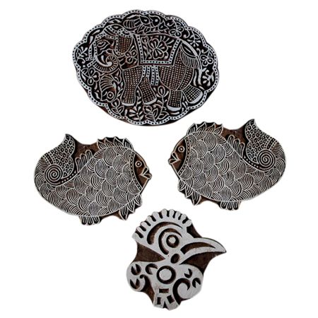 Set  of 4 Piece New Wooden Printing Block