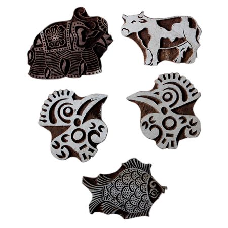 Set  of 5 Piece New Wooden Printing Block