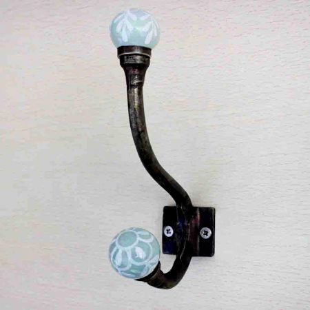 Sage Green Floral Iron Hook-EHG-13