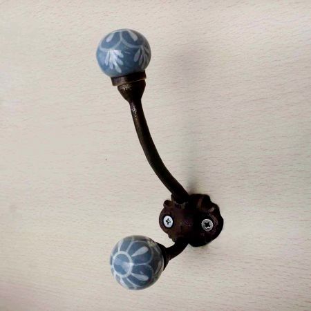 Dark Grey Floral Iron Hook-EHG-26