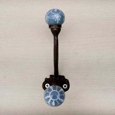 Dark Grey Floral Iron Hook-EHG-26