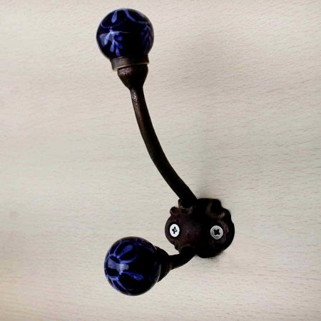 Navy Blue Floral Iron Hook-EHG-08