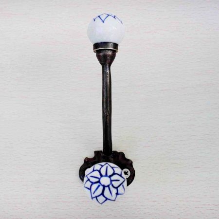 Navy Blue Floral Iron Hook-EHG-17