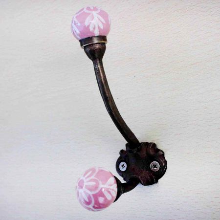 Pink Floral Iron Hook-EHG-42