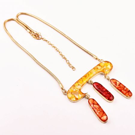 Orange Bib Necklace New Beautiful Jewellery