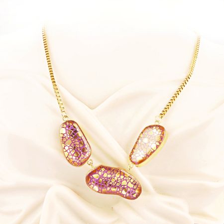 Purple with Gold Beabed Neck New Beautiful Jewellery 