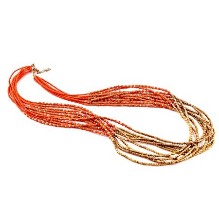 Orange Glitter Layered Necklace New Beautiful Jewellery