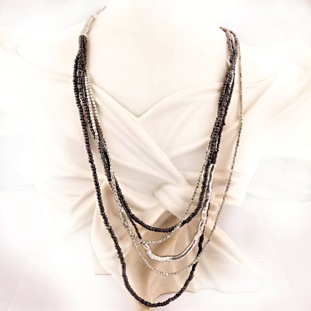 Black & White Layered Necklace New Beautiful Jewellery