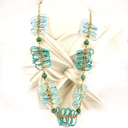 Flowered Turquoise Necklace New Beautiful Jewellery