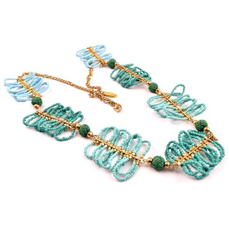 Flowered Turquoise Necklace New Beautiful Jewellery