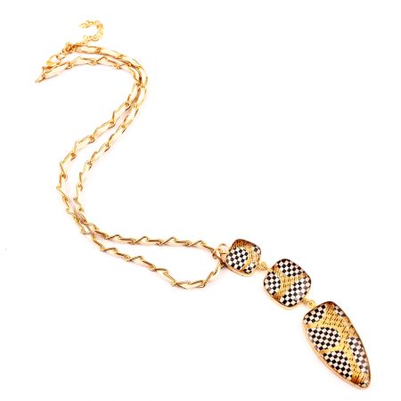 Checkered Hanging Pendant Necklace New Beautiful Jewellery