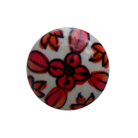 Red Flower Flat Knob