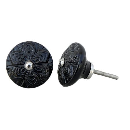 Black Wheel Flower Knob