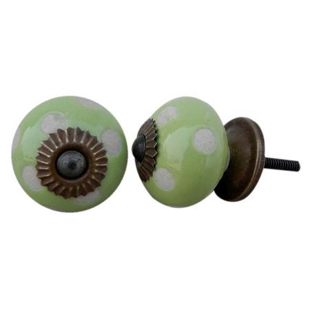 Light Green Etched Ceramic Knob 15