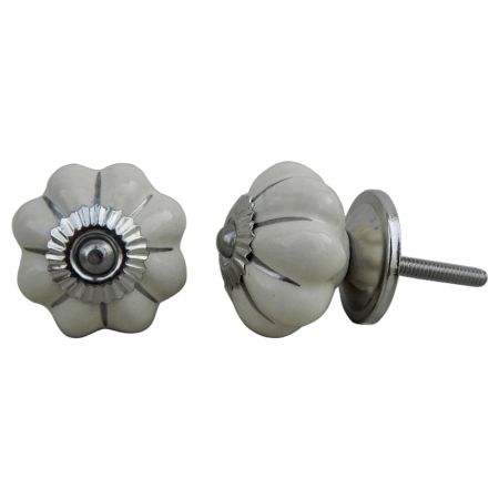 Cream Silver Medium Knob