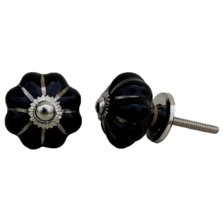 Black Silver Medium Knob